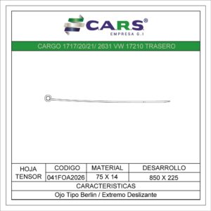 FORD CARGO 1717-20-21-2631 VOLKSWAGEN 17210 TRASERA TENSOR