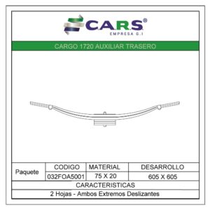 FORD CARGO 1720 AUXILIAR TRASERA 2 HOJAS