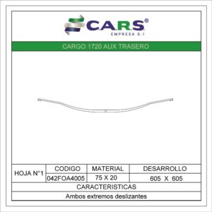 FORD CARGO 1720 AUXILIAR TRASERA HOJA