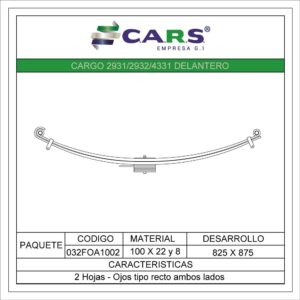 FORD CARGO 293129324331 DELANTERA 2 HOJAS
