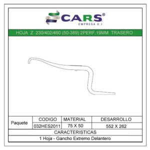 HNDR Z H 230 / 402 / 460 (50-389) 2 PERFORZADA 19MM TRASERA 1 HOJA