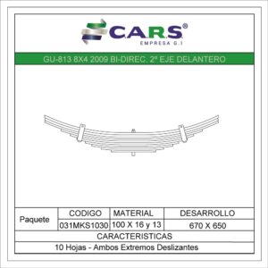 MACK GU 813 2009 BIDIREC 2 EJE DELANTERO 10 HOJAS