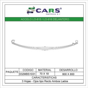 MERCEDES BENZ ACCELO LO815LO916 DELANTERA 3 HOJAS