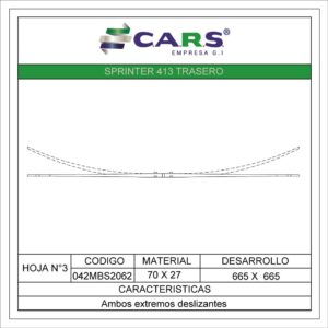 MERCEDES BENZ SPRINTER 413 TRASERA HOJA