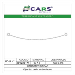 NISSAN TERRANO 4X2 4X4 TRASERA HOJA