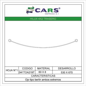 TOYOTA HILUX 4X2 TRASERA HOJA