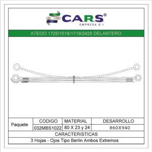 MERCEDES BENZ ATEGO 1725/1518/1718 2425 DELANTERA 3 HOJAS