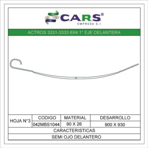 MERCEDES BENZ ACTROS 3331-3333 6X4 1° EJE DELANTERA HOJA 3
